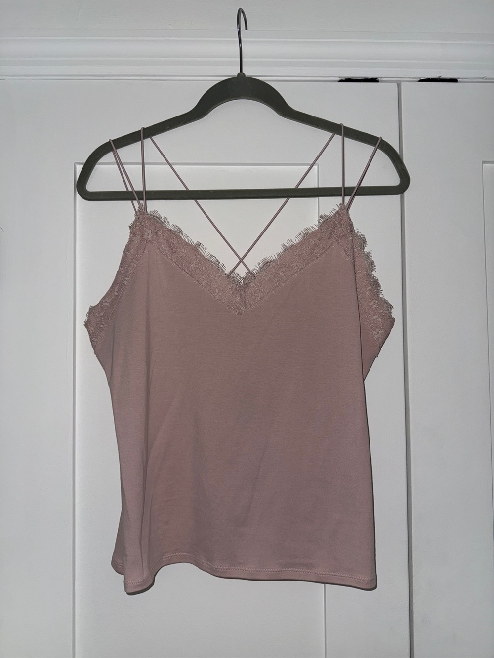 Express Lace-Trim Spaghetti Strap Cami - Mauve